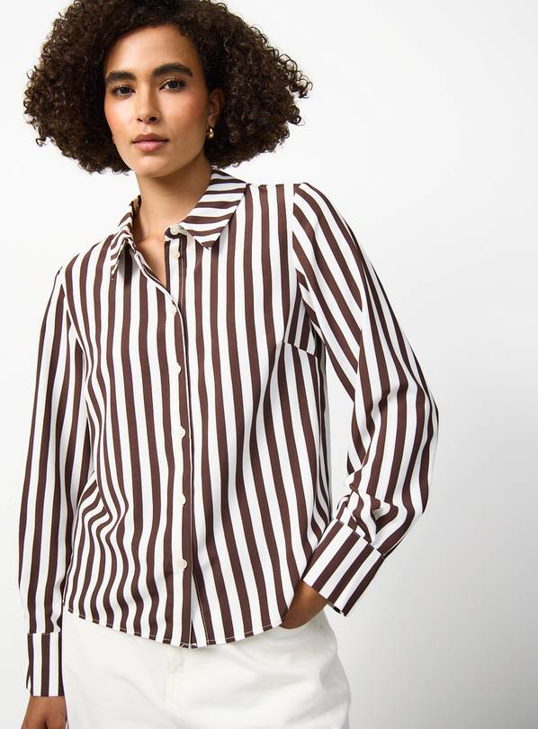 Brown Stripe Print Regular Fit Shirt 24